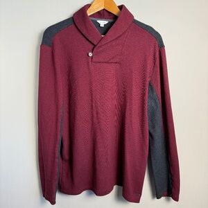Calvin Klein Men's Burgundy Shawl Collar‎ Long Sleeve Sweatshirt Size Large